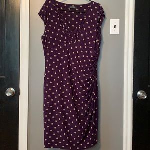 Purple and tan wrap dress